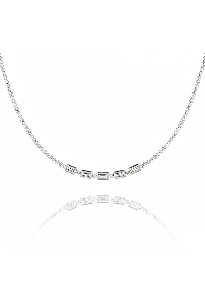 Rent diamond choker with emerald shaped diamonds