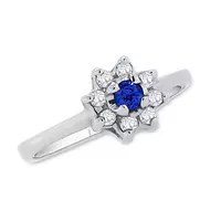 Borrow blue sapphire and diamonds fashion ring
