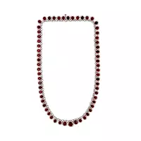 Rent 18k White Gold Red Rubies and Diamonds Tennis Necklace