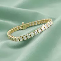 REnt Bezel Set Emerald Shaped Eco Diamonds Bracelet