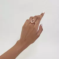 morganite and diamonds rose gold ring on model