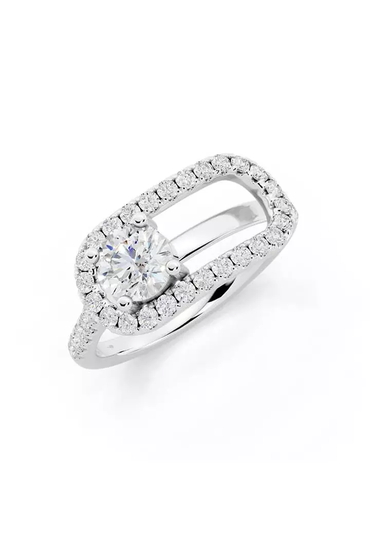 RENT paperclip diamond white gold cocktail ring