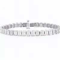 Rent Bezel Set Emerald Shaped White Gold Eco Diamonds Tennis Bracelet