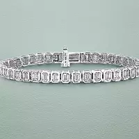 Rent Emerald Shaped White Gold Eco Diamonds Tennis Bracelet