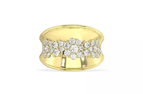 Rent concave diamond pave fashion ring for special occasion in yellow gold