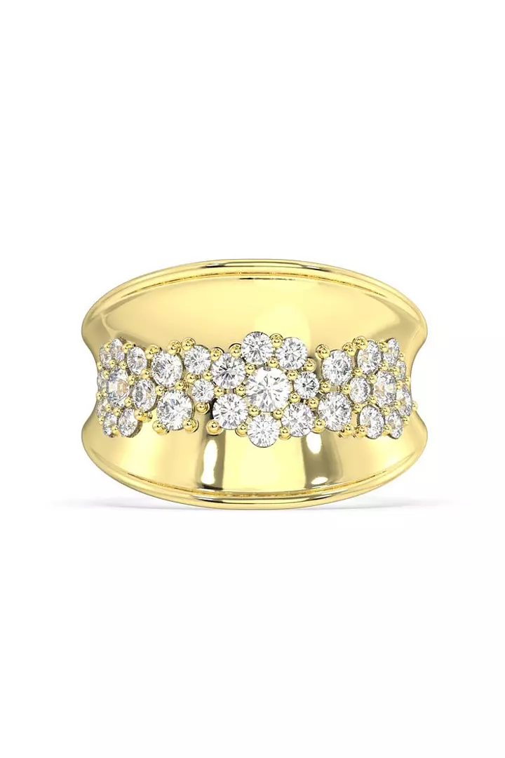 Rent concave diamond pave fashion ring for special occasion in yellow gold