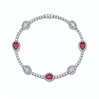 rent pink diamonds tennis bracelet with pear shaped halo stations