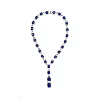 Rent blue Eco Sapphires and Eco Diamonds Lariat Necklace 