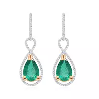 Emerald and diamonds drop earrings