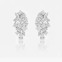 cluster diamond earrings for rent on model ear