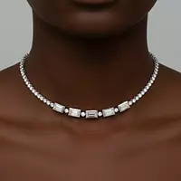 Diamond emerald and round diamonds choker for rent