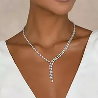 Rent Regalia Eco Diamonds Lariat Style Necklace with Pear Drops