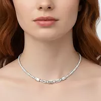 Emerald and round diamonds choker on a model for rent