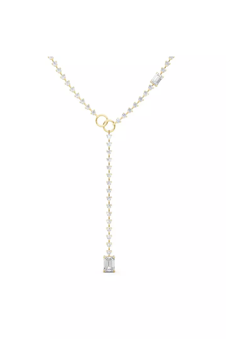 Rent Y shape lariat diamond necklace in yellow gold for a wedding