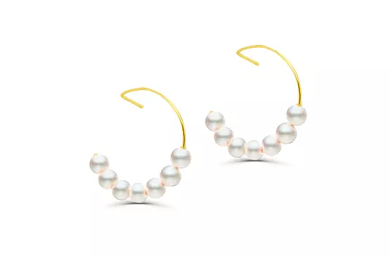 borrow gold and pearl hoop earrings online for women