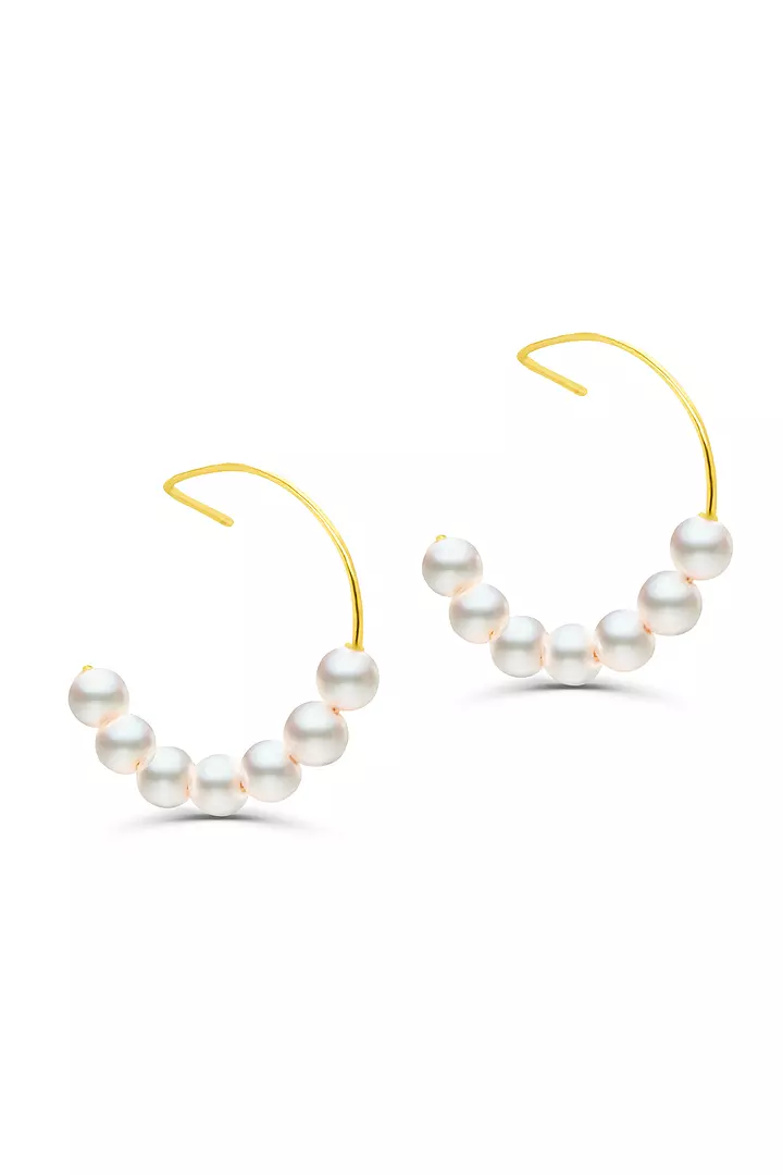 borrow gold and pearl hoop earrings online for women