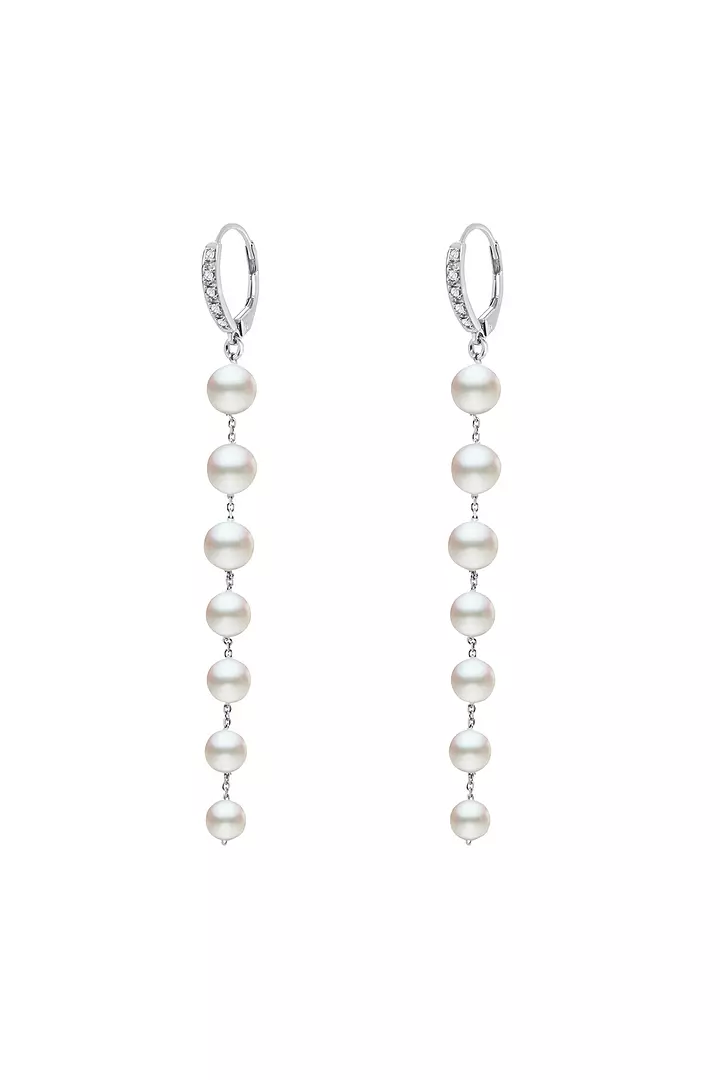 silver pearl drop earrings for women on rent