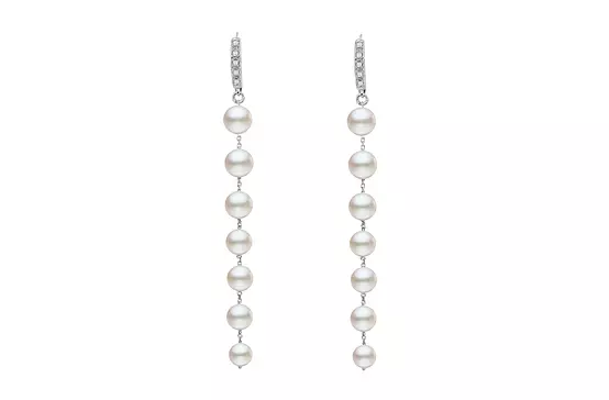 silver pearl drop earrings for women on rent