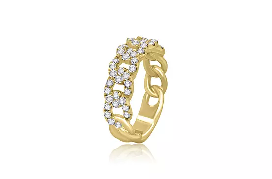 diamond link yellow gold ring for rent