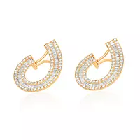 yellow gold diamond baguette earrings for rent