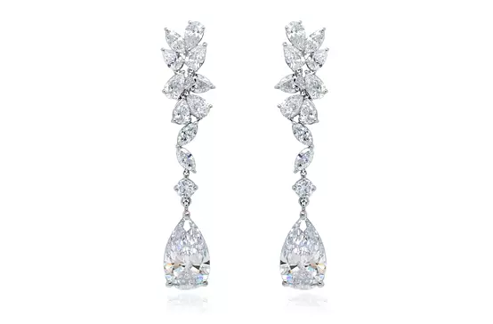 bridal diamond rental earrings for rent with pear shaped diamonds