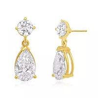 rent yellow gold diamond pear shaped drop earrings