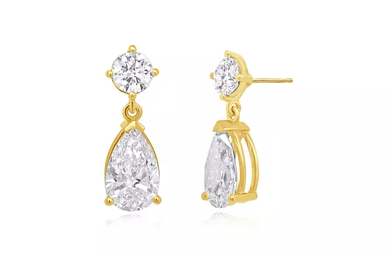 rent yellow gold diamond pear shaped drop earrings