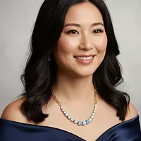 Rent White Blue Graduated Diamonds Necklace on a model