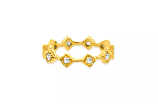 Square Stacking Ring-18K Gold with Diamonds