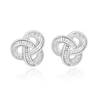 diamond knot earrings in white gold for rent