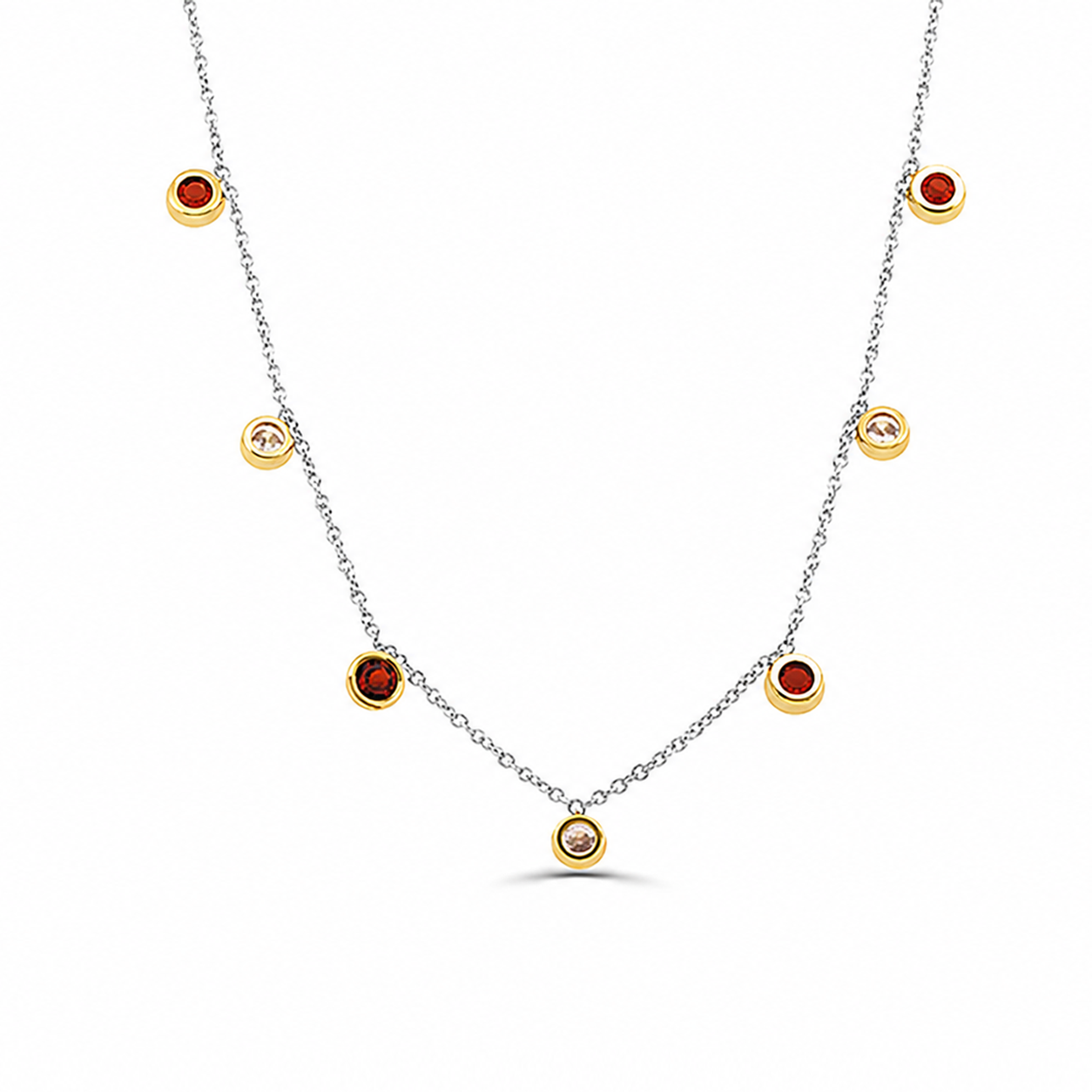 Garnets and Diamonds Station Necklace