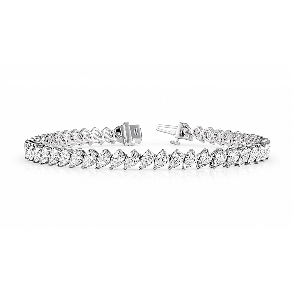Sideways Pear Shaped Eco Diamonds Tennis Bracelet