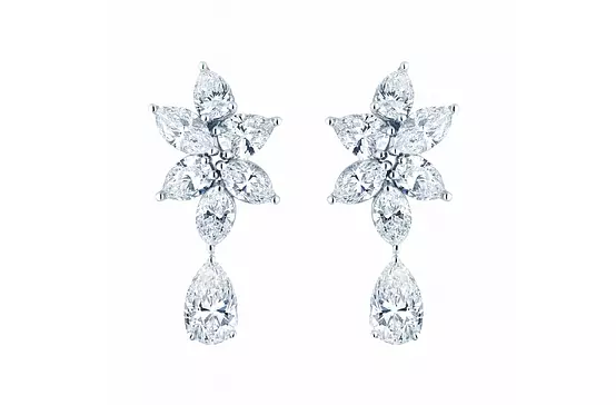 Floral Mega Cluster Eco Diamonds Bridal Drop Earrings