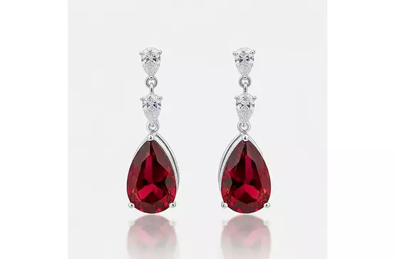 Casino Royal Rubies and Diamonds Pear Shaped Drop Earrings