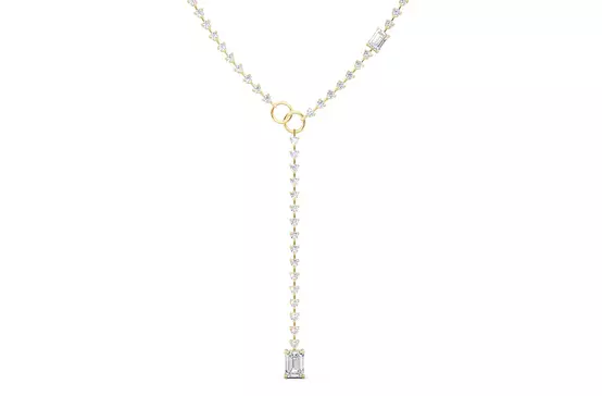 Y Shaped Long Lariat Eco Diamonds Fashion Necklace