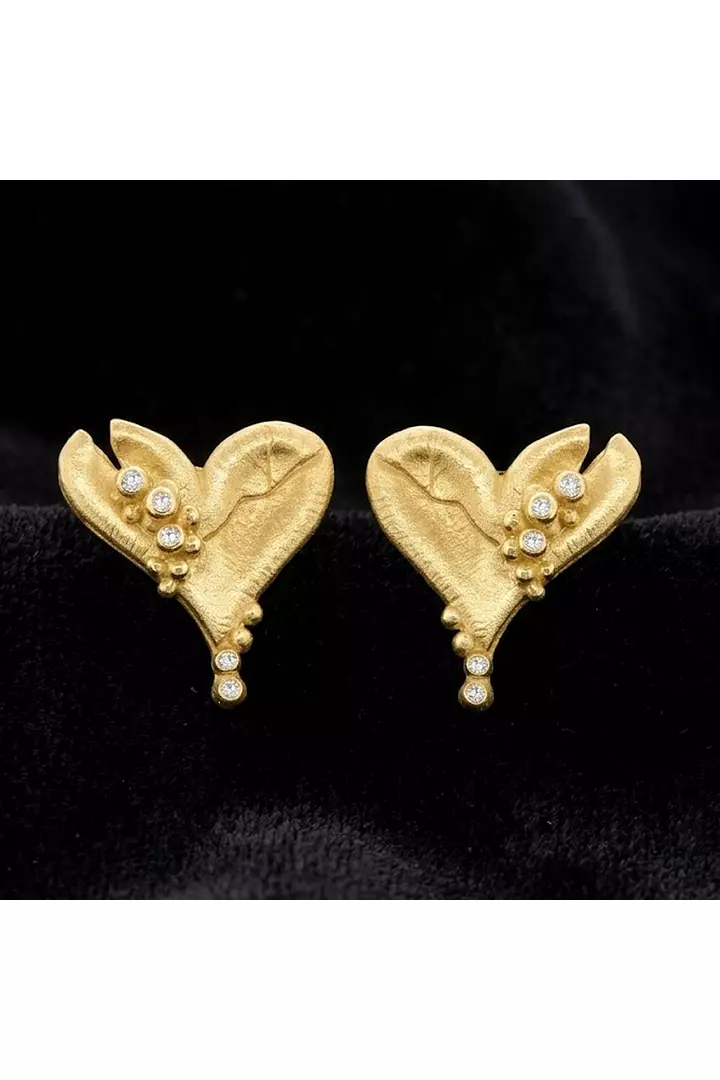 Lucky Break Heart Gold and Diamond Earrings