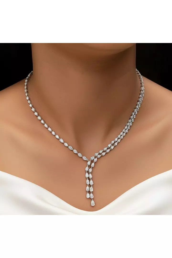 Regalia Eco Diamonds Lariat Style Necklace with Pear Drops