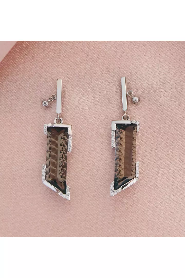 Breuning Smoky Topaz and Diamonds Earrings