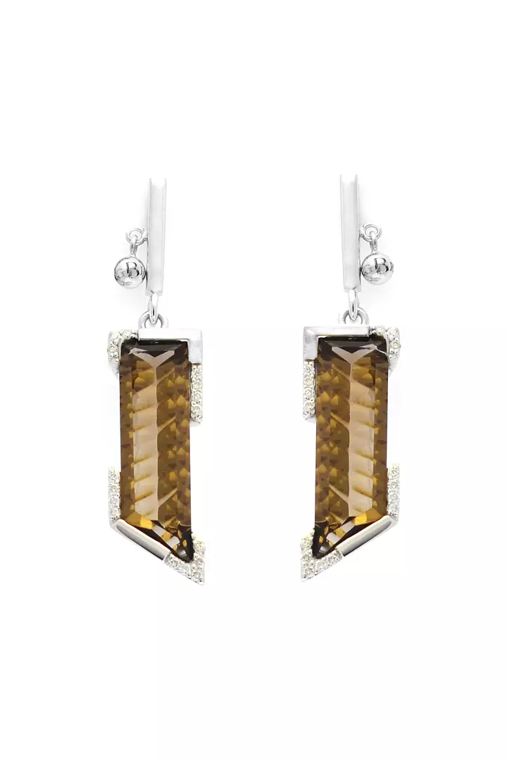 Breuning Smoky Topaz and Diamonds Earrings