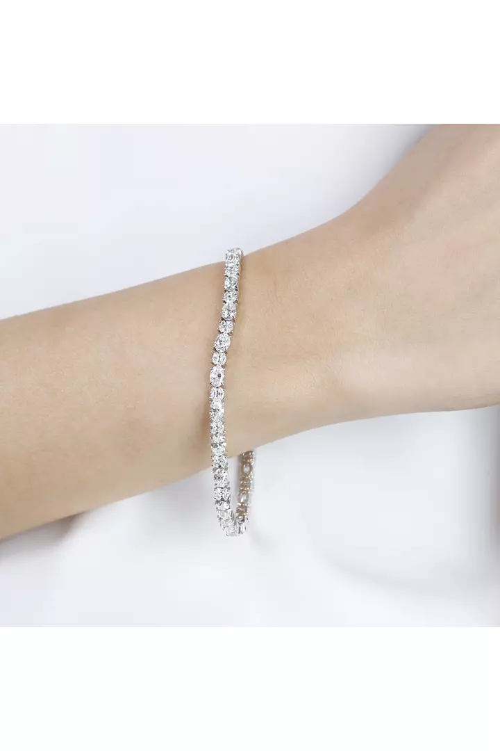 Oval and Marquise Diamonds Tennis Bracelet