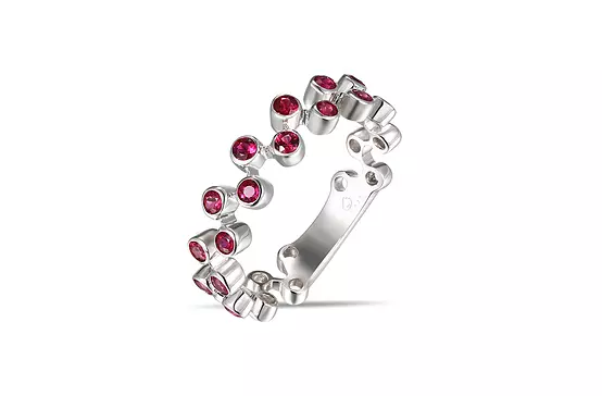 Zig Zag Bezel Ruby Band