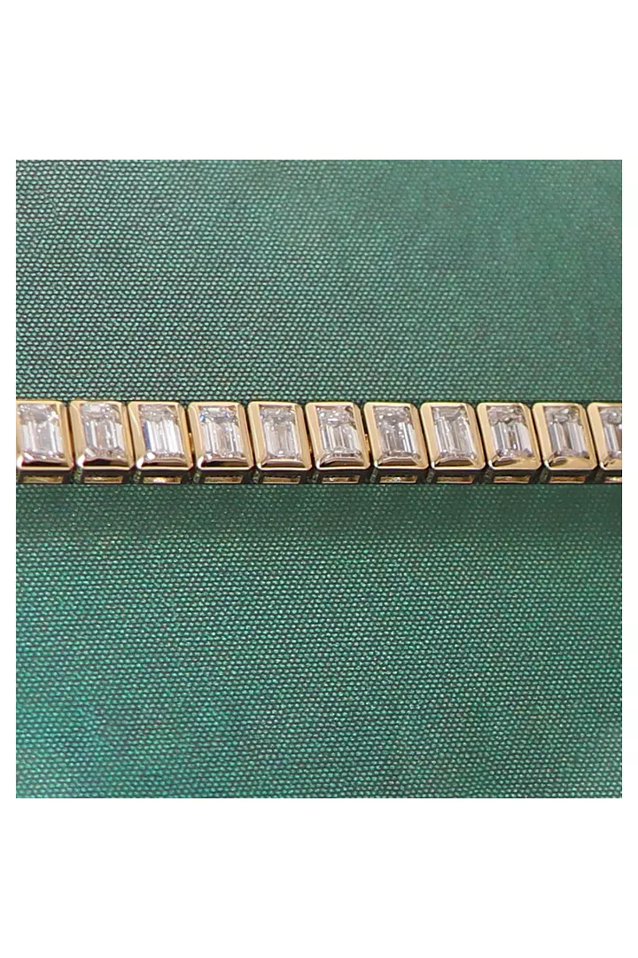 Large Emerald Shaped Bezel Eco Diamonds Bracelet