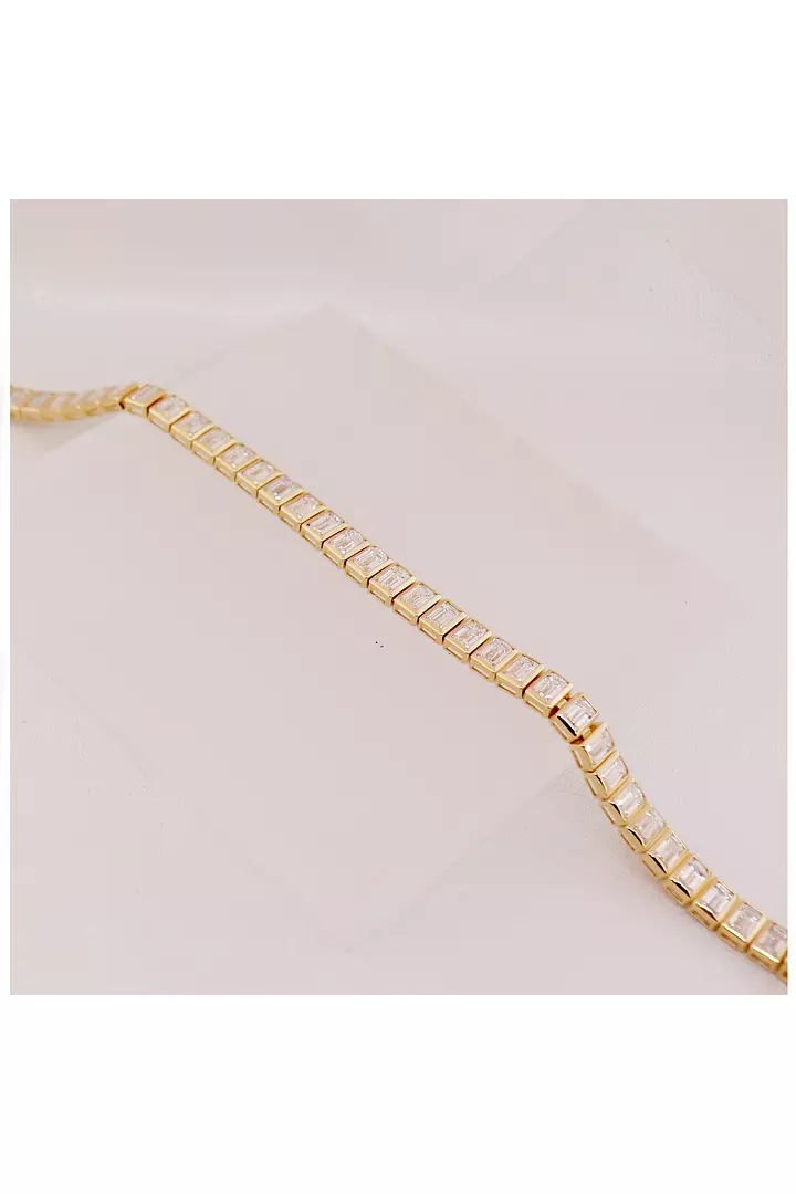 Large Emerald Shaped Bezel Eco Diamonds Bracelet