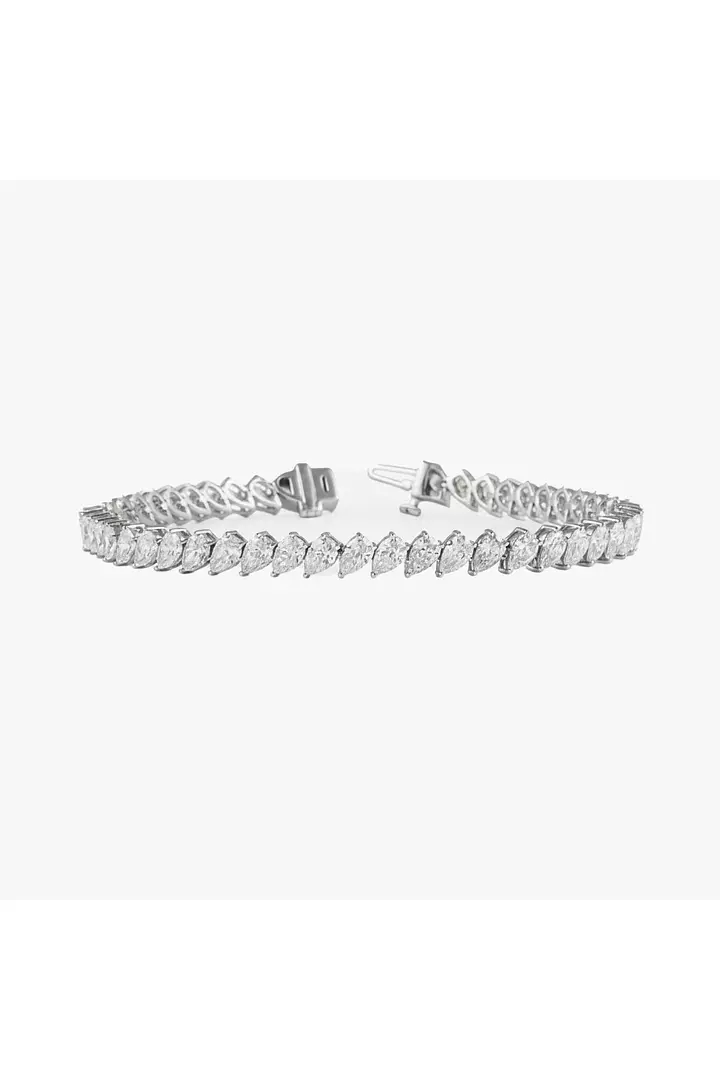 Sideways Pear Shaped Eco Diamonds Tennis Bracelet