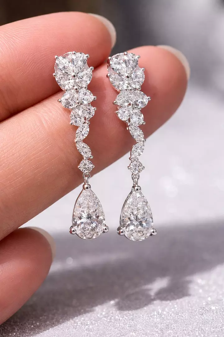Floral Cascade Eco Diamond Drop Earrings