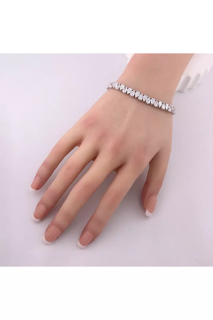 Double Row Pear Shaped Diamond Tennis Bracelet