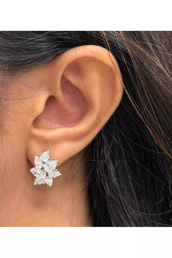 Evelisse Pear Shape Eco Diamonds Cluster Earrings