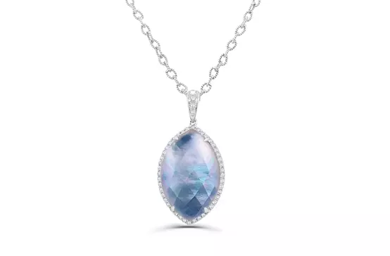 Doves Moonlit Lapis Marquise Pendant