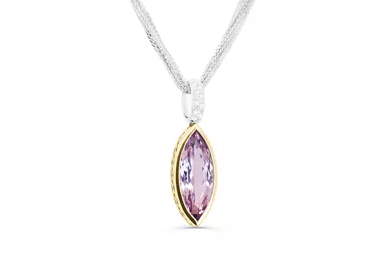 Kunzite and Diamonds Pendant