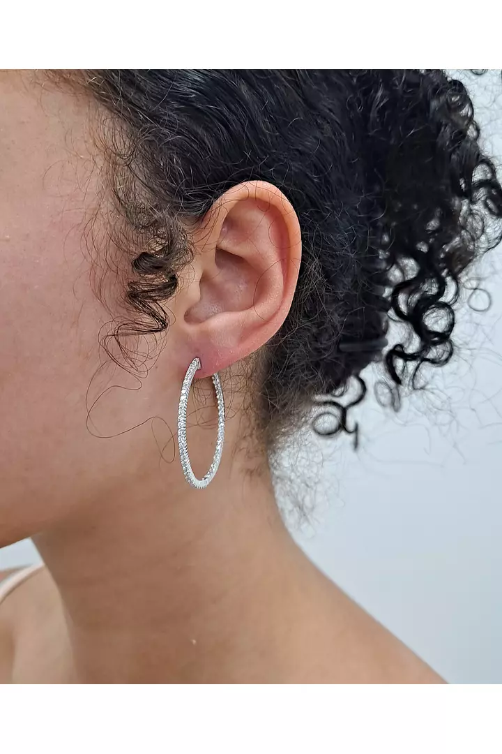 Eco Diamonds Large Slim Hoop Earrings